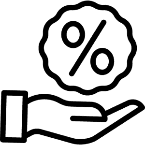 icon hand holding a percentage sign