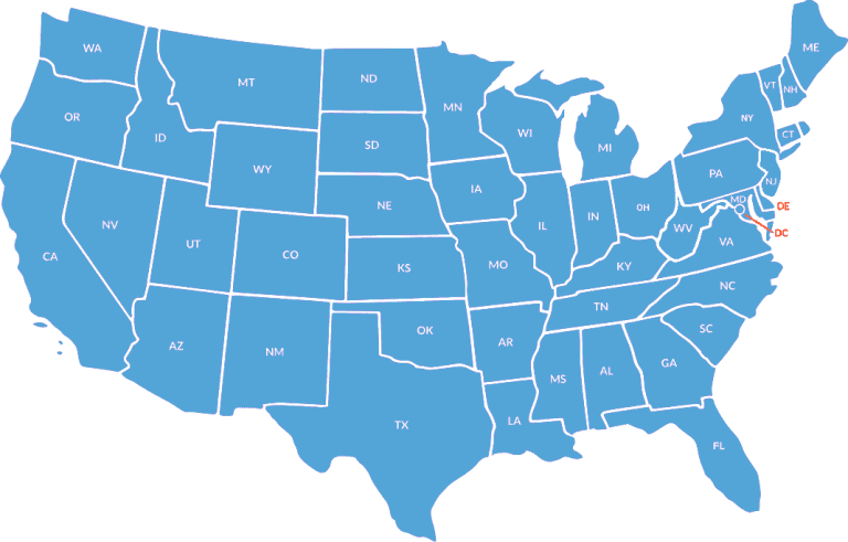 Outline of the United States of America showing where the local painting companies are