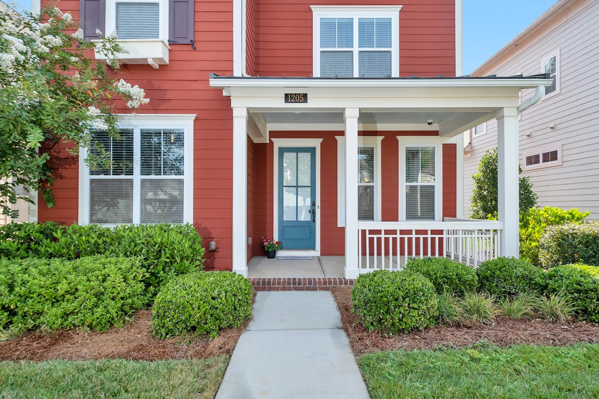 house with red exterior paint